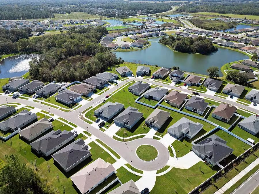 Aerial view of a new home community